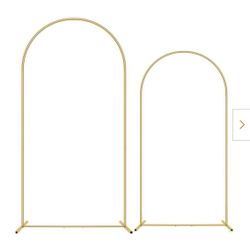 Metal Arch Backdrop Stand Set of 2 Gold 6 ft. and 7.2 ft. for Wedding Party Ceremony Baby Shower Birthday Decoration