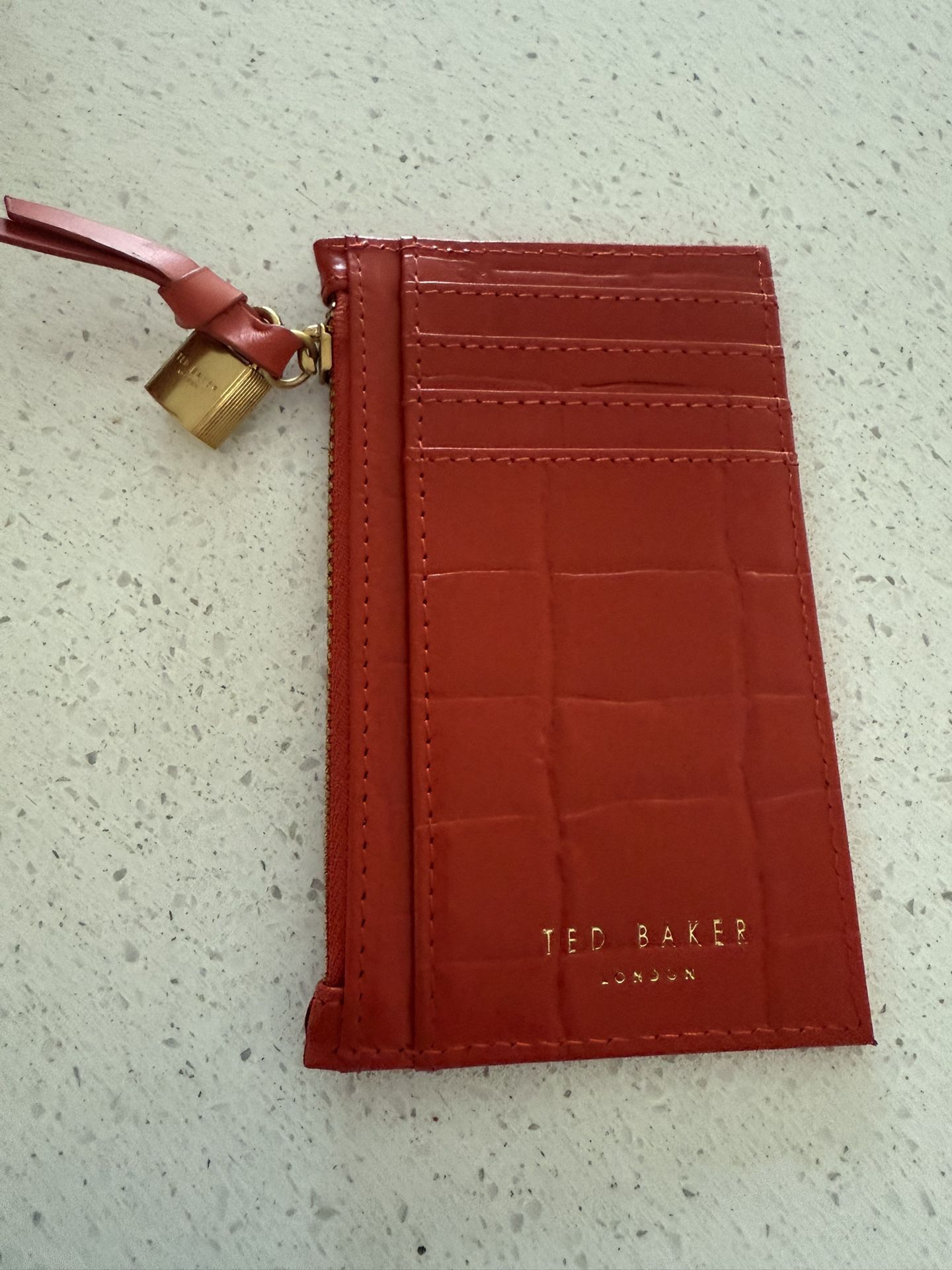 Ted Baker Orange Croc Zipper Wallet