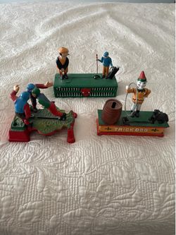 Set of 3 Vintage Cast Iron Mechanical Banks.