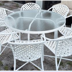 Patio Dining Set  8 Piece White Sale 