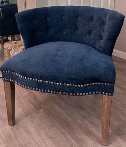 West Elm Navy Velvet Lily Accent Chair – Designer / High End