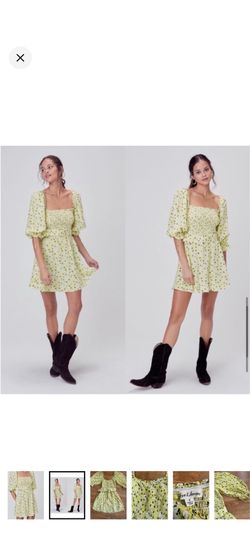 For Love and Lemons Yellow Floral Mini Dress S