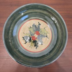 Louisville Pottery Hand-painted Holly Serving Bowl