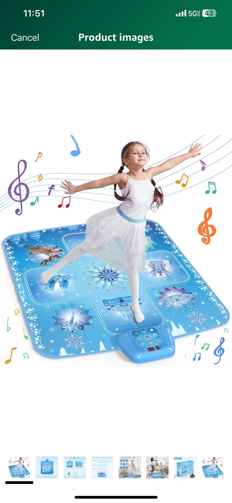 GirlsHome Dance Mat - Frozen Toys for Girls Electronic Dance Pad with 5 Game Modes, Built-in Music, Touch Sensitive Light Up LED Kids Musical Mat, Chr