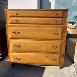 Mid-Century Modern Tall Dresser 5 Drawer