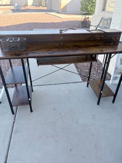 Industrial Wood and Metal Computer Desk