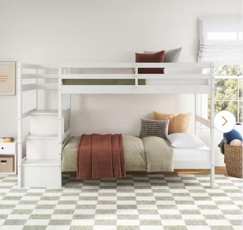 New Inbox Twin Over Twin Bunk Bed With Ladder And Shelves Mattress Not Included