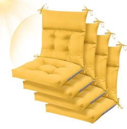 New!!  Sintuff (44”x21”x4”) (4 Pack) Lt Marigold Tufted Chair Cushions W/Ties $65 (#1323)