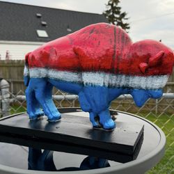 The Red White And Blue Buffalo Statue