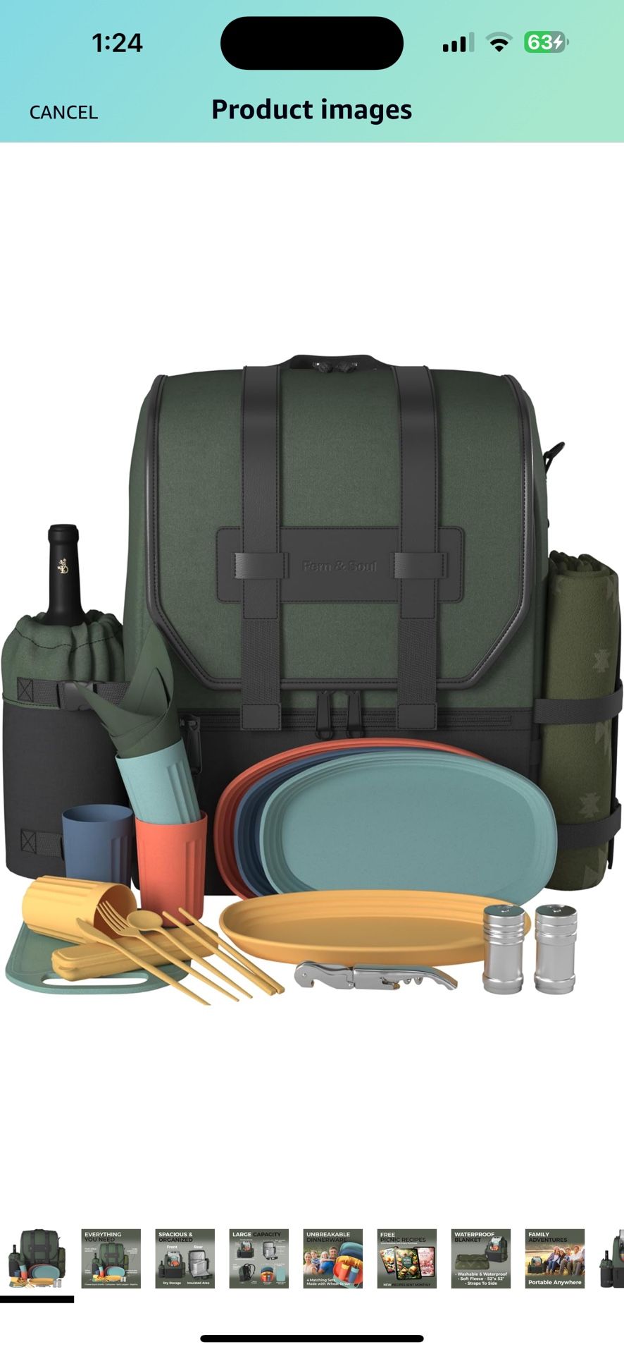 Backpack Set for 4 - Blanket, Cooler Bag. Stylish Picnic Set - Insulated Picnic Basket Set for 2 or 4. Engagement Gifts for Couples Gift Ideas, Weddin