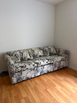 Floral Fabric Three-Seat Sofa