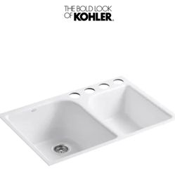 Kohler Executive Chef 33" Double Basin Under-Mount Enameled Cast-Iron Kitchen Sink