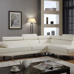 New! Modern White Leather Sectional *FREE SAME-DAY DELIVERY*