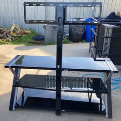 Tv Stand  With Glass Shelving With Tv Mount 