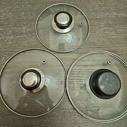 Tempered glass replacement lid for kitchen pots and pans. Set of 3.
