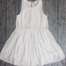 Little Girls Size 7-8 White & Silver Striped Dress