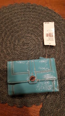 New,aqua patent wallet