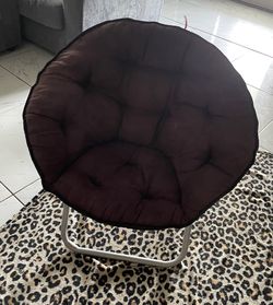 Brown Tufted Saucer Moon Chair