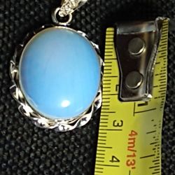 BALI STERLING 925-*NATURAL OPALITE*, ORIGINAL COLORS DEPENDING ON BACKGROUND: WHITE, BLUE & PINK  HUE(S). *MEANING BELOW* (P-4339)