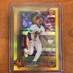 2025 Topps Francisco Lindor [Gold Bid Head Variation] #350 (09/50)