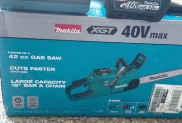 MAKITA Chain Saw 40v Max Xgt 5.Oah Brushless Lithium-Ion Battery With Built-In Led On/Off Switch, 18