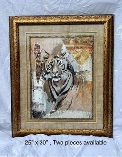 Beautiful Tiger Artwork w/Golden Frame