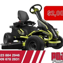 Ryobi 48V Brushless 38in 100 Ah Battery Electric Rear Engine Riding Lawn Mower 