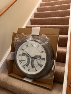 24 Inch Outdoor Clocks Waterproof,Large Outdoor Wall with Thermometer&Hygrometer