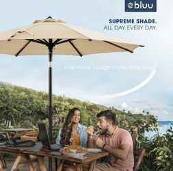 30-70 BLUU MAPLE Olefin 9 FT Patio Market Umbrella Outdoor Table Umbrellas, 3-year Nonfading Olefin Canopy, Market Center Umbrellas with 8 Strudy Ribs