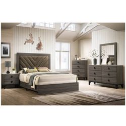 4- Pc Bedroom set Dresser,Mirror  Nightstand (1) Queen size bed frame  Not including Mattress and Box Sp