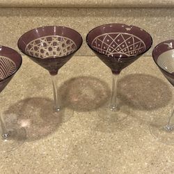 4 Martini Or Margarita Glasses