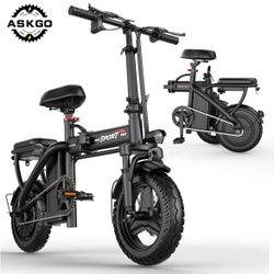 ASKGO 14" Lightweight Electric Bike 48V 10AH Removable Battery 20MPH 500W Motor