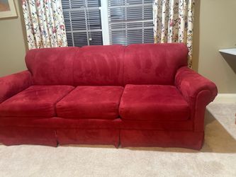 Red Microsuede 3-Seat Sofa