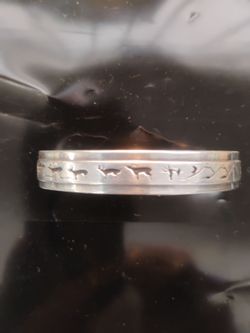 Larry Pacheco Santo Domingo Pueblo Kewa Native American Sterling Silver Animal Overlay Bracelet Pawn New Mexico