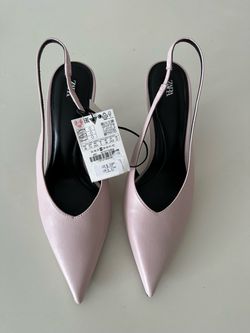 New Zara high heel sling back shoes in light pink 7.5