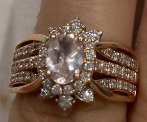 Rose Gold Morganite Engagement/wedding Set