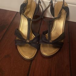 Chanel denim Strap Heal  Size 8