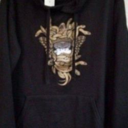 CROOKS & CASTLES LOS ANGELES EST.2002 GOLD MEDUSA HEAD LIMITED EDITION MEN'S THICK HEAVYWEIGHT HOODIE SWEATER SIZE LARGE BLACK BRAND NEW WITH TAGS.