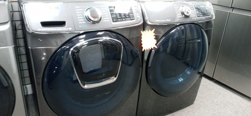 SET SAMSUNG VRT WASHER AND DRYER STAINLESS STEEL WORK GREAT INCLUDING WARRANTY DELIVERY AVAILABLE