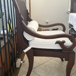 6 Stunning Cane Back Wood Chairs With NEW Cushions