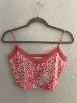 Pink Leopard Print Y2K Style Crop Top Size M