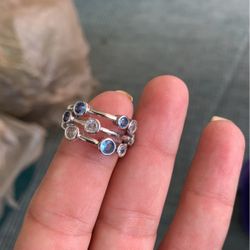 Multi Gem SS Ring  Size 5 