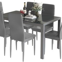PU Leather Chairs, Modern Dining Room Chair, set of 6 chairs, Gray