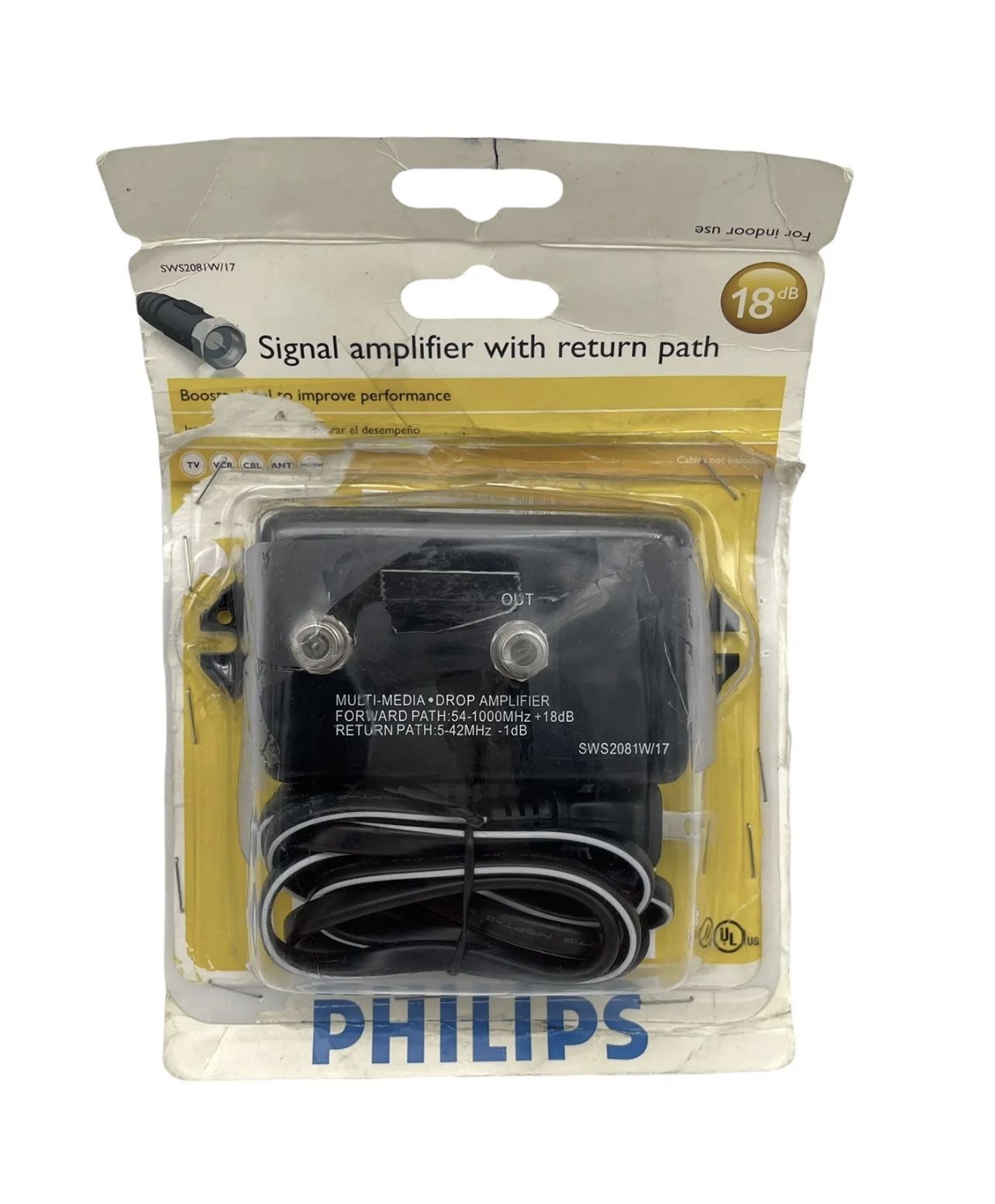 Philips Multimedia Drop Amplifier SWS2081W/17 54-1000MH+18dB 5-42MHz-1dB