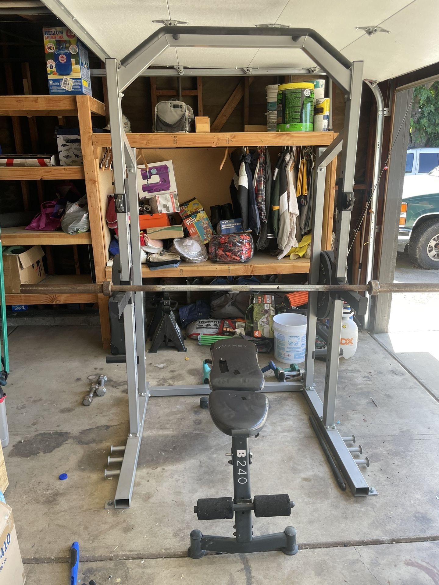 Squat Rack, Bench Press, Weights