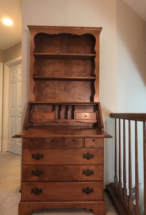 Ethan Allen Early American Solid Maple Birch Secretary Desk For