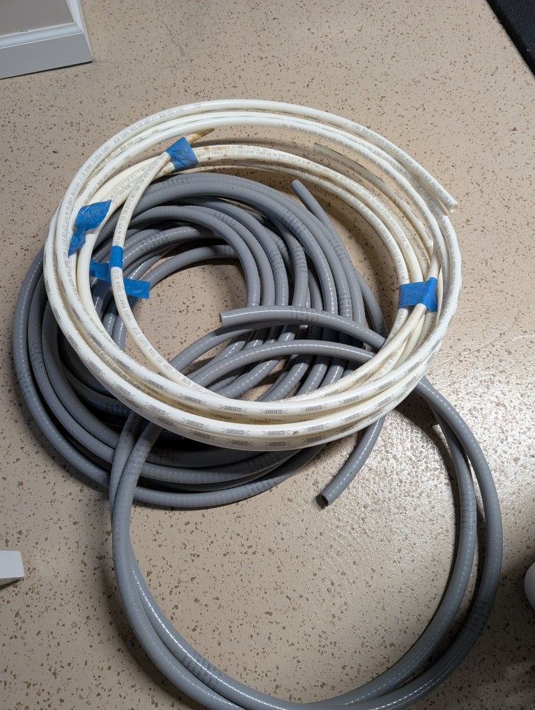  ~70' LiquidTite 1/2" Non-Metallic Conduit & ~30' 1/2" SharkBite PEX tubing
New, leftover from projects

~70' Southwire Company LiquidTite 1/2 in. Non