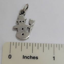 James Avery Retired Flat Snowman Charm Pendant Sterling Silver 925 Christmas