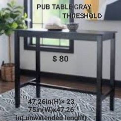 New Pub Table Gray Wash Wood Threshold 