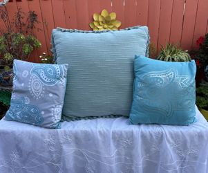 Update: Added One More Blue Pillow Total Four Turquoise/teal Color Pillows 
